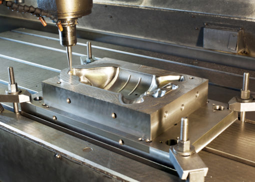 Industrial metal mold/ blank milling. Metalworking and mechanical engineering. CNC technology.